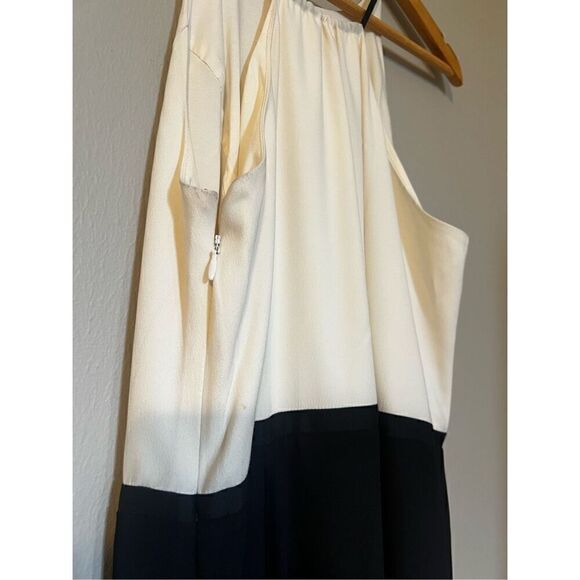Halston Women’s Size 6 Sleeveless High Neck Maxi Dress Black Cream Side Zip - Picture 6 of 11